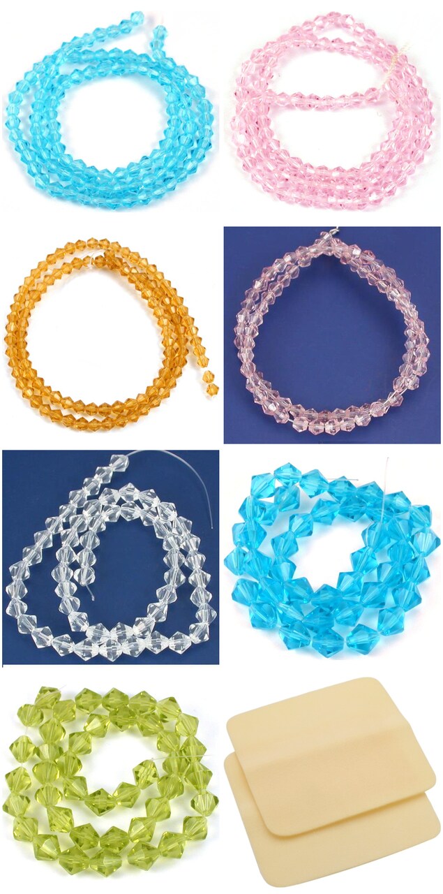 2 Beading Mats 8" x 8" & 7 Strands Glass & Chip Beads Various Colors and Sizes